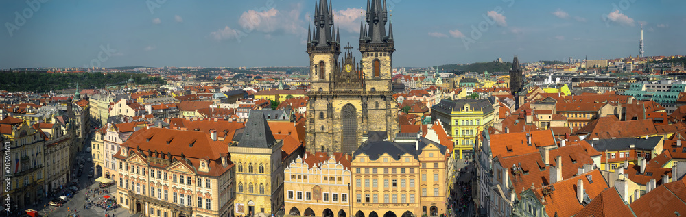 Fototapeta premium Aerial view of the Old Town Square seen from the Clock Tower