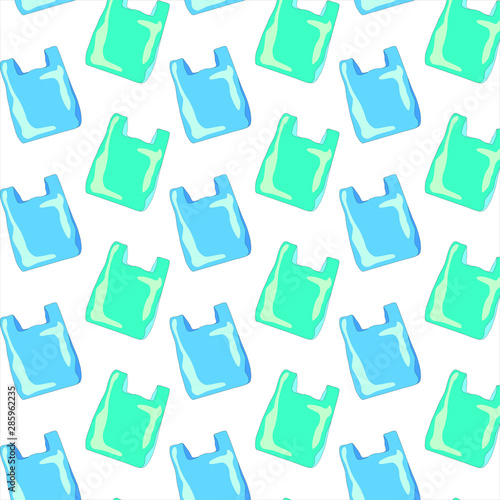 Stop using plastic bags seamless pattern with flat line icons.