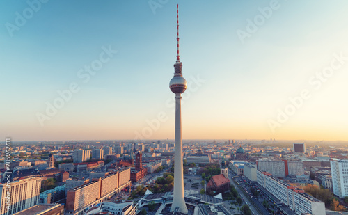 Berlin television tower during sunset photo