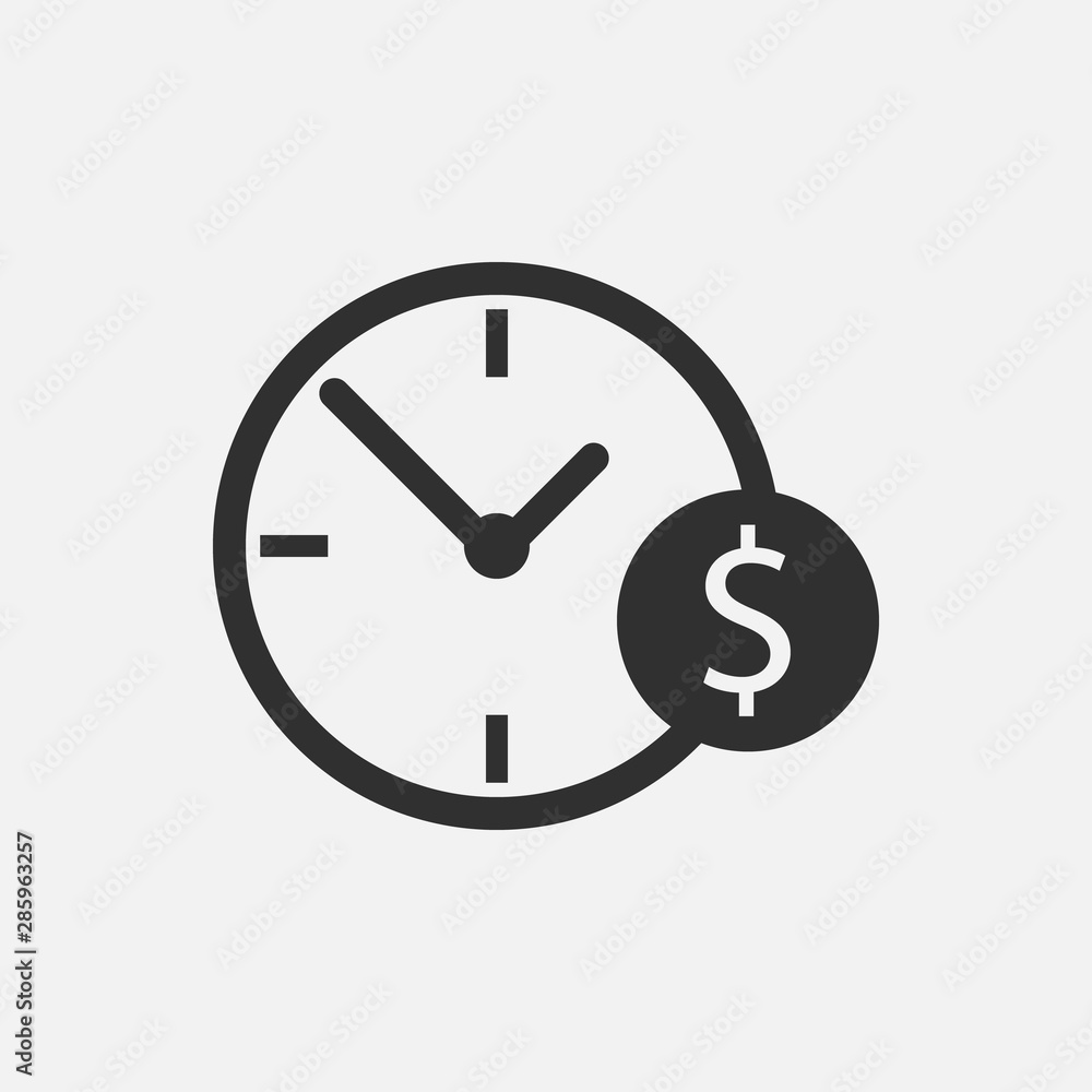 Time is money icon isolated on white background. Vector illustration. Time is money icon isolated on white background. Vector illustration.