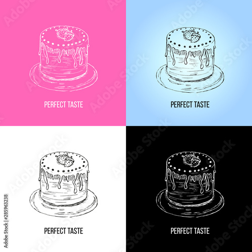 set of paint sketch cakes