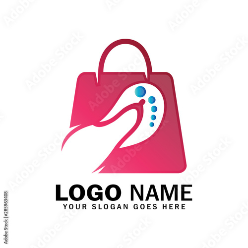 Sandal bag logo, logo for symbol of buying and selling sandals