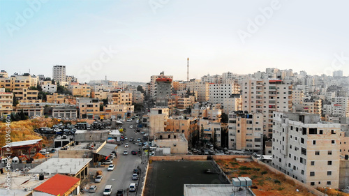 Flying over Palestinian Town Shuafat Close to Jerusalem Drone footage 