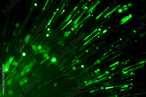 An Abstract Image Of De-focused Green Fiber Optic Light 