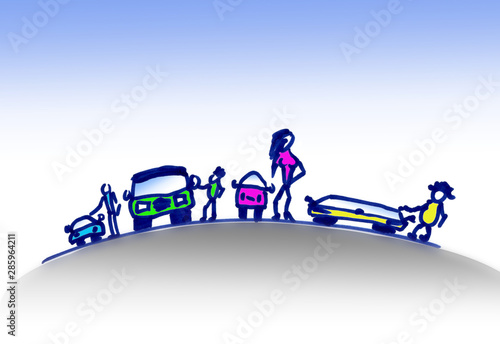 Illustration von Autos und Autobesitzern