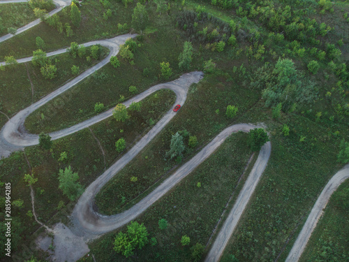 Aerial top vew of winding r...