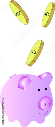Pig Money Box and Turkish Lira Coins Falling Dawn into It Vector