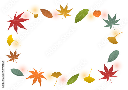 Autumn Leaves 落ち葉 紅葉 イチョウ イラスト 額縁 Stock ベクター Adobe Stock