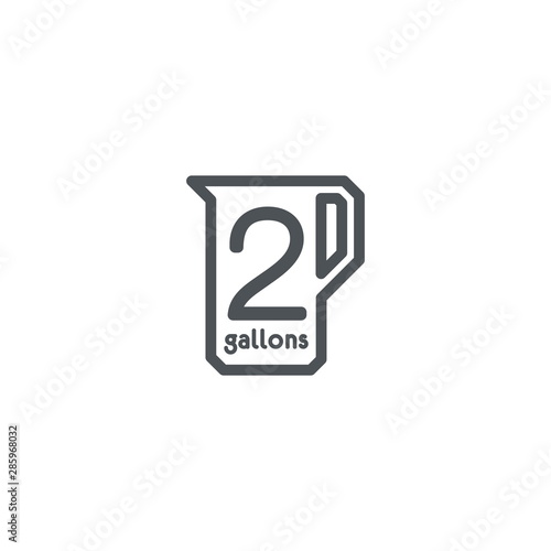 2 gal sign (mark) estimated volumes gallons. Vector symbol packa