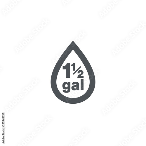 1.5 gal sign (mark) estimated volumes gallons. Vector symbol pac