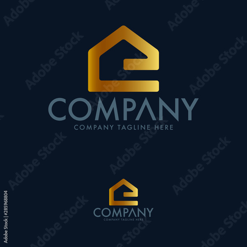 Letter E and Real Estate Logo Design Template