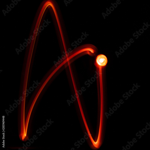AI Lightpainting red Ai japan word for love light in the night