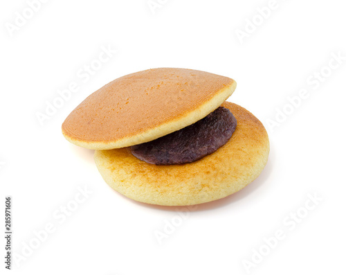 Dorayaki is japanese pancakes isolated on white background