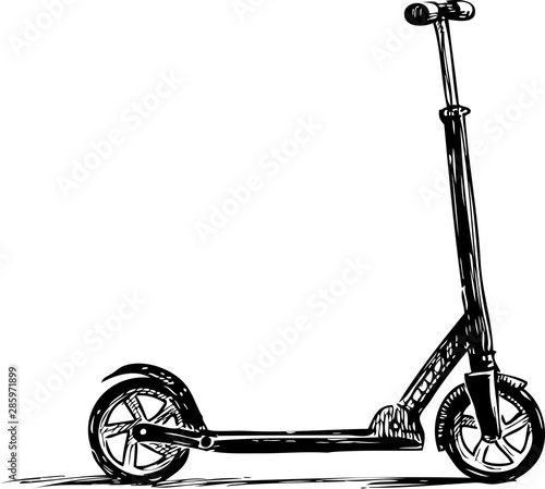 Sketch of children scooter for active strolls