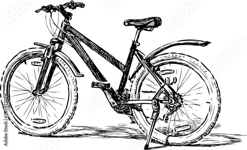Sketch of standing bicycle for active recreation