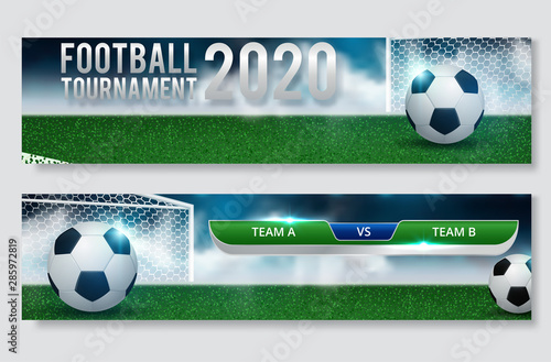 Football cup, soccer championship illustration set. Realistic 3d ball