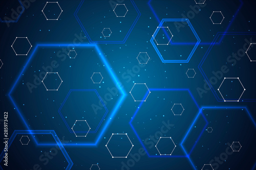 Blockchain network concept , Distributed ledger, computer connection technology, matrix coded background.
