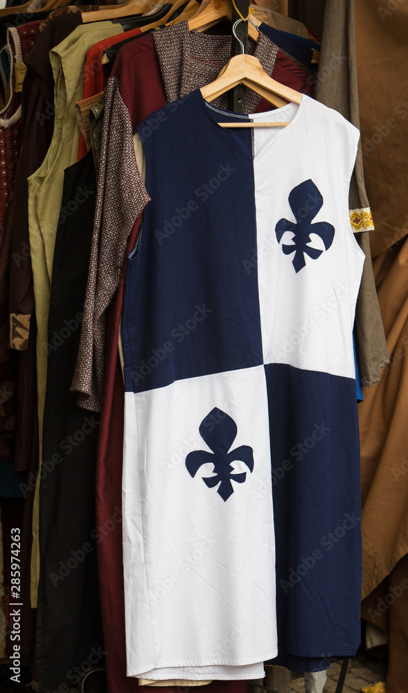 Blue and white medieval nobleman clothes