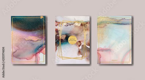 the big set of liquid marble with gold. flyer, business card, flyer, brochure, poster, for printing. trend vector