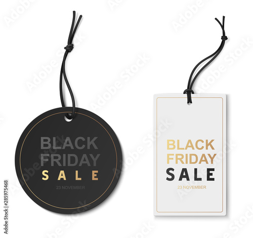 Black friday sale tags isolated on white. Vector illustration