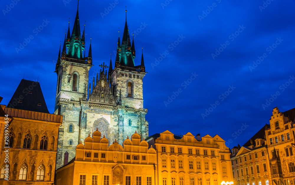 Historic architecture of Old Town Square in Prague, Czech Rep.