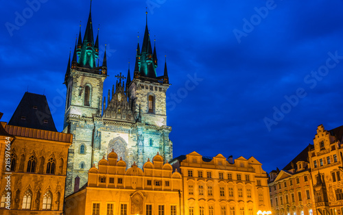 Historic architecture of Old Town Square in Prague, Czech Rep.