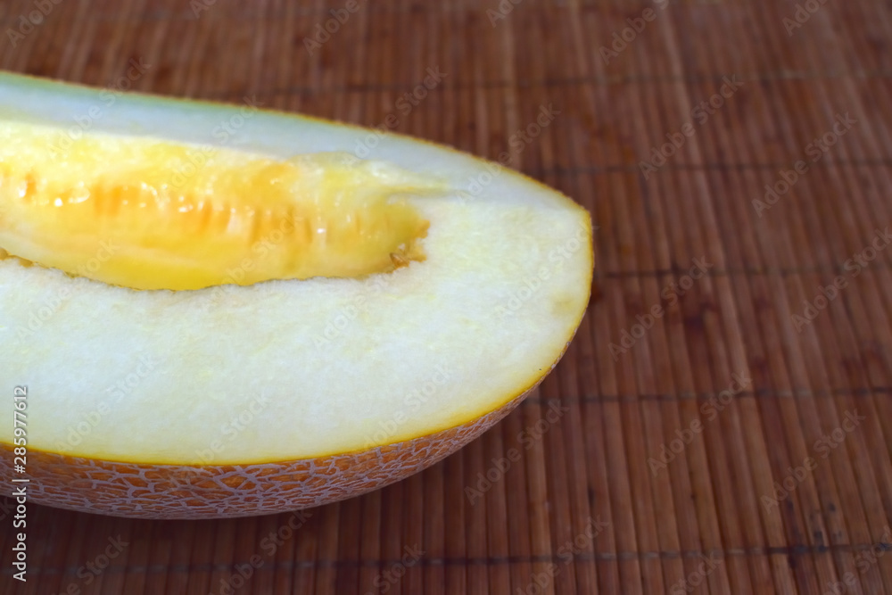 melon on a bamboo mat melon on a bamboo mat