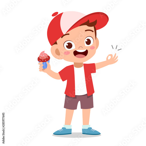 happy kid eat vector illustration