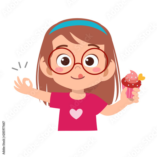 happy kid eat vector illustration