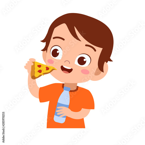 happy kid eat vector illustration