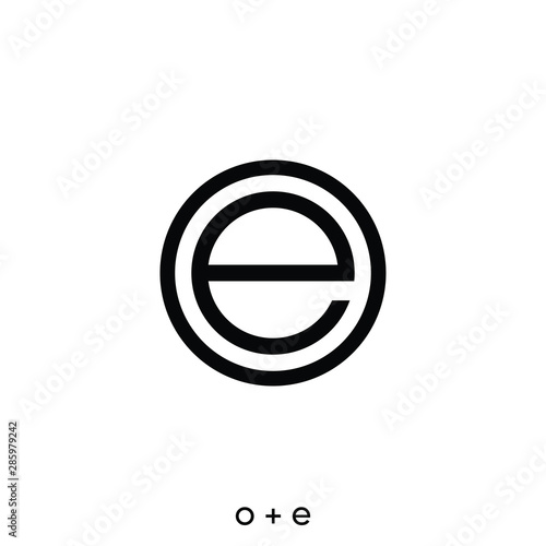 letter o and e with circle concept