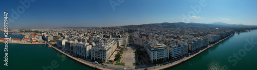 Fototapeta Naklejka Na Ścianę i Meble -  Aerial drone panoramic view of iconic Aristotelous square in the heart of Thessalloniki or Salonica, North Greece