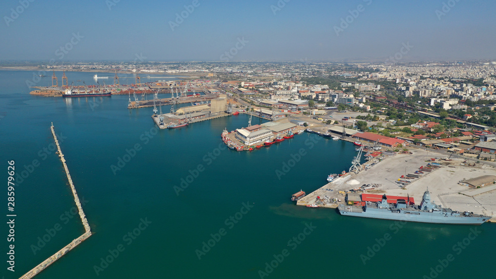 Aerial drone photo of commercial port of Thessaloniki or Salonica, North Greece Aerial drone photo of commercial port of Thessaloniki or Salonica, North Greece
