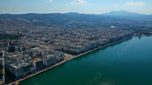 Aerial drone panoramic view of iconic Aristotelous square in the heart of Thessalloniki or Salonica, North Greece