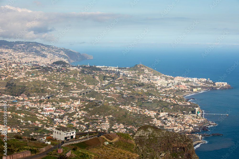 View down from Cabo Girao on Madeira Island, Portugal, the highest cliff in Europe