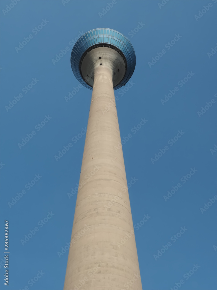 Rhine tower in Duesseldorf in front of blue sky Rhine tower in Duesseldorf in front of blue sky