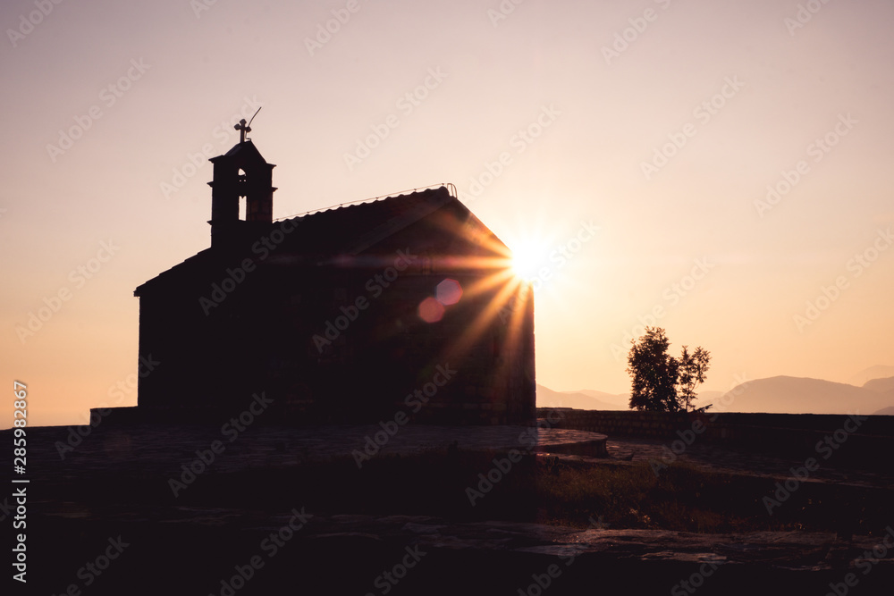 The Church of St. Sava at sunset in Montenegro