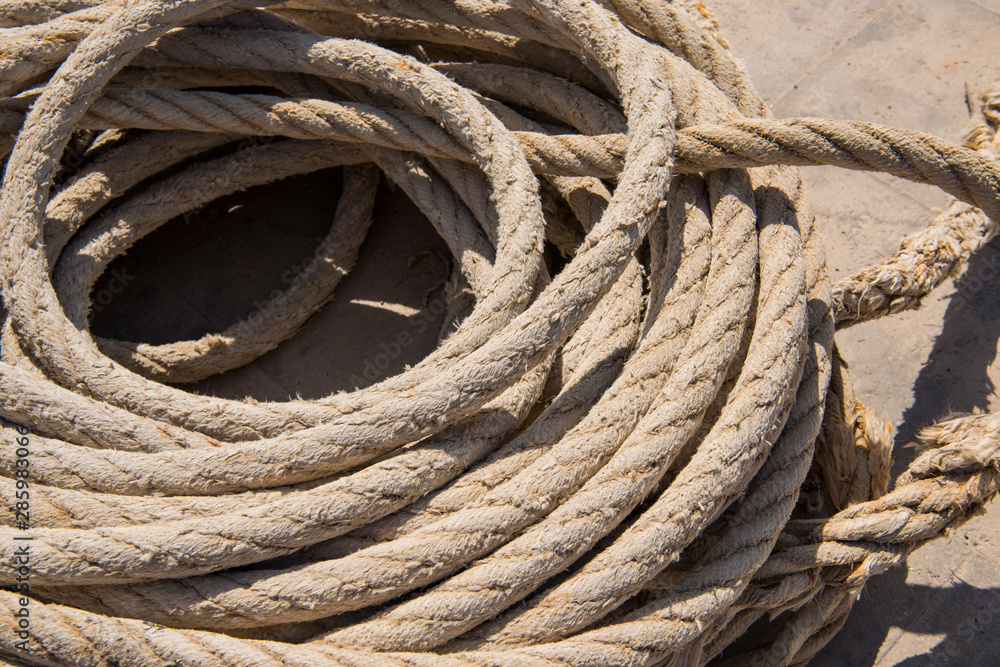 Rope used on fishing boats. Old fishing rope.