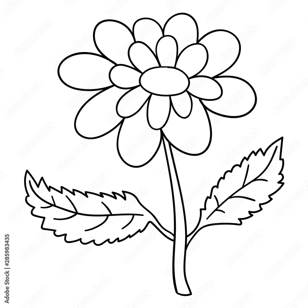 Obraz premium Colorful fantasy doodle cartoon flower isolated on white background. Vector illustration. 