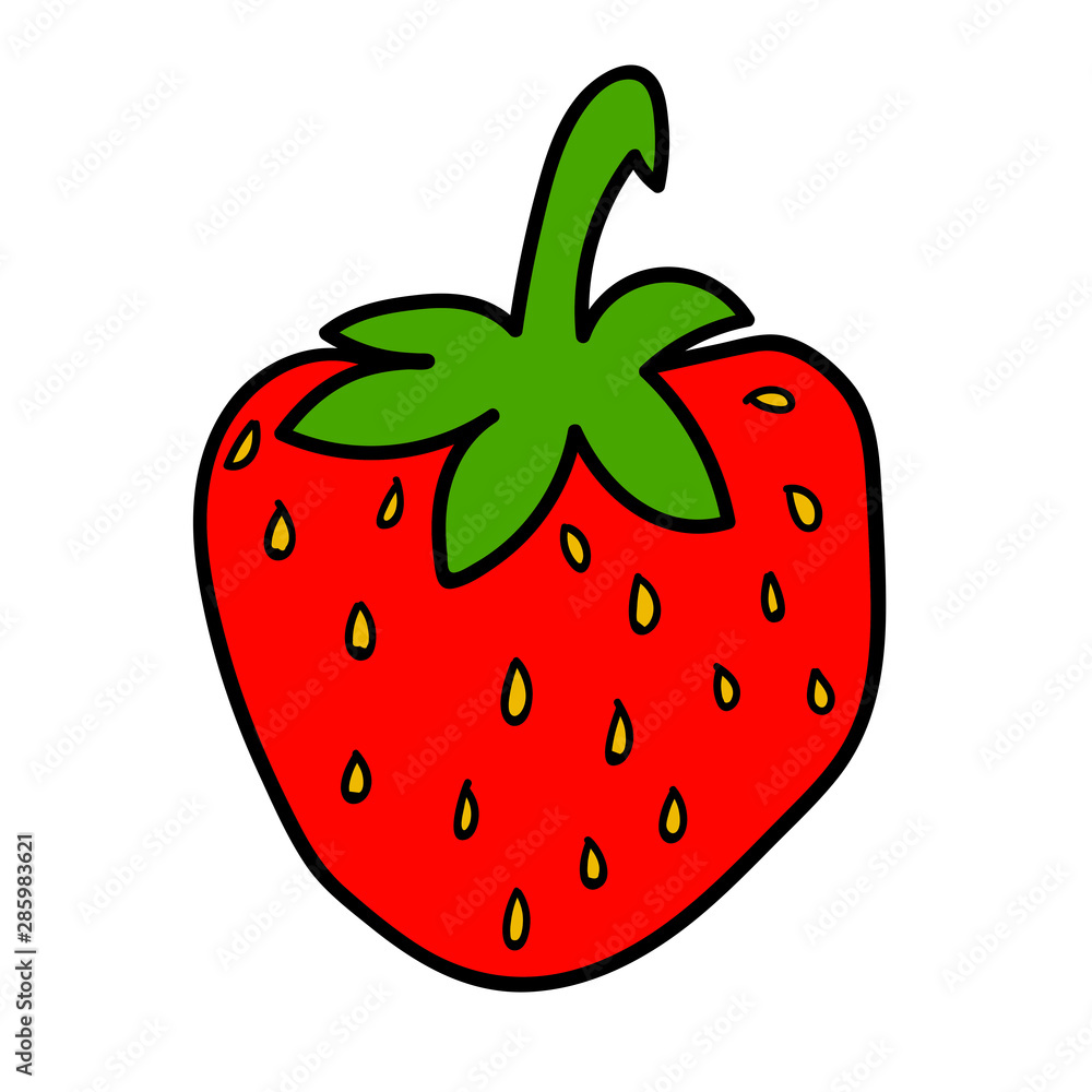 Cute cartoon doodle red strawberry isolated on white background. Vector illustration. Cute cartoon doodle red strawberry isolated on white background. Vector illustration.
