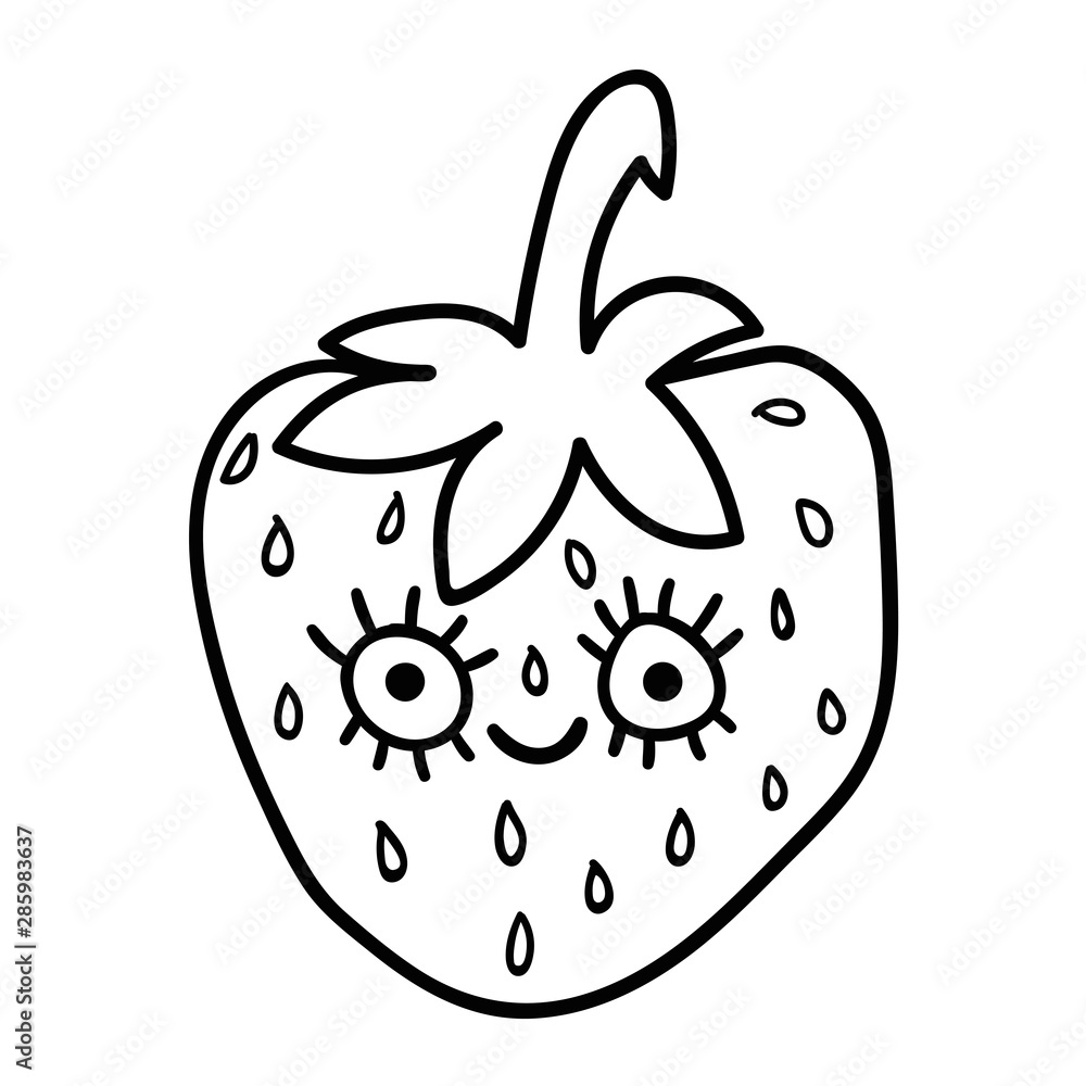 Cute cartoon doodle red strawberry character isolated on white background. Vector illustration. Cute cartoon doodle red strawberry character isolated on white background. Vector illustration.