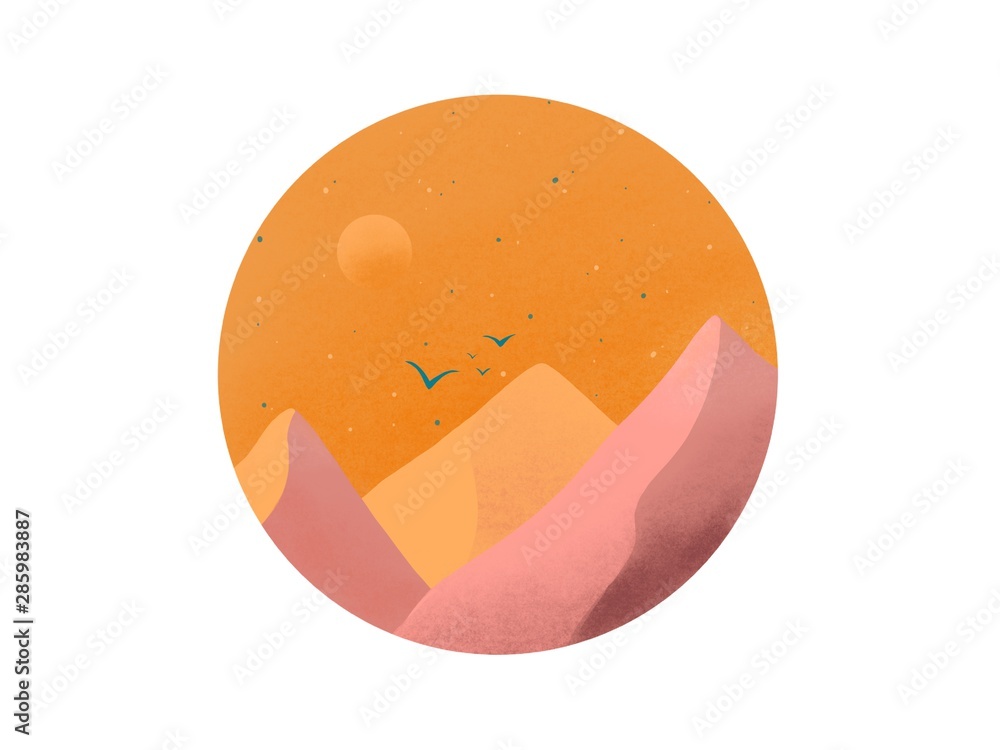 A view at sunrise/sunset in mountains