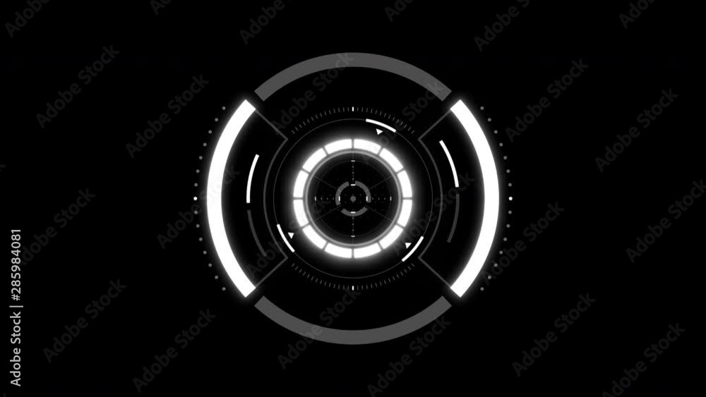 Futuristic HUD conceptual 2D animation, background for video intro, science fiction and hi-tech shapes design, gaming animated elements