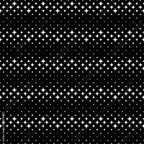 Seamless star pattern background - monochrome abstract vector design from curved stars