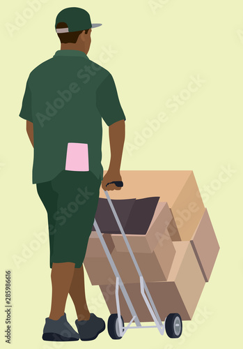Black Delivery man Walking Away
