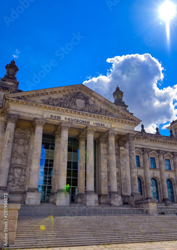 The Reichstag building located in Berlin  Germany which houses the German parliament  the Bundestag.