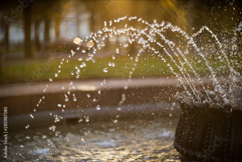 Close-up water of dry fountain in the park.