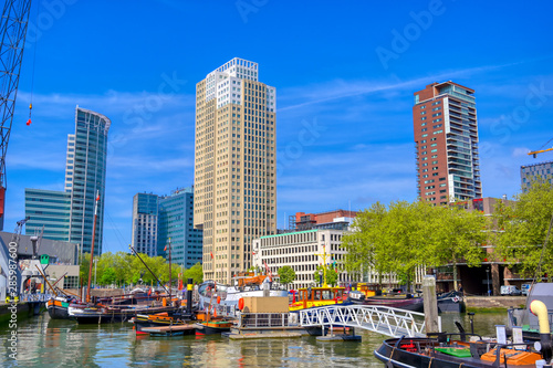 The canals and waterways in the city of Rotterdam, the Netherlands.