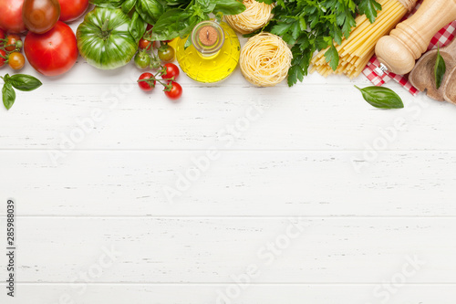 Pasta, tomatoes and herbs