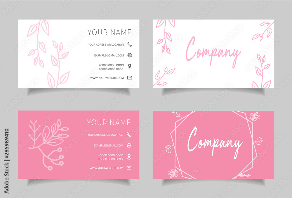 Feminine modern creative business card and name card,horizontal simple clean template - Vector